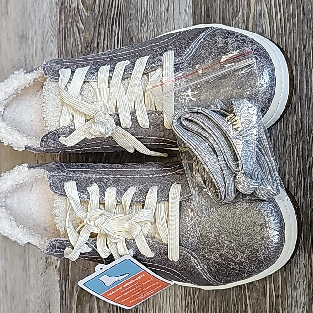 aetrex Blake Comfort Sneakers Size 9/9.5 Cozy Silver - Picture 8 of 12